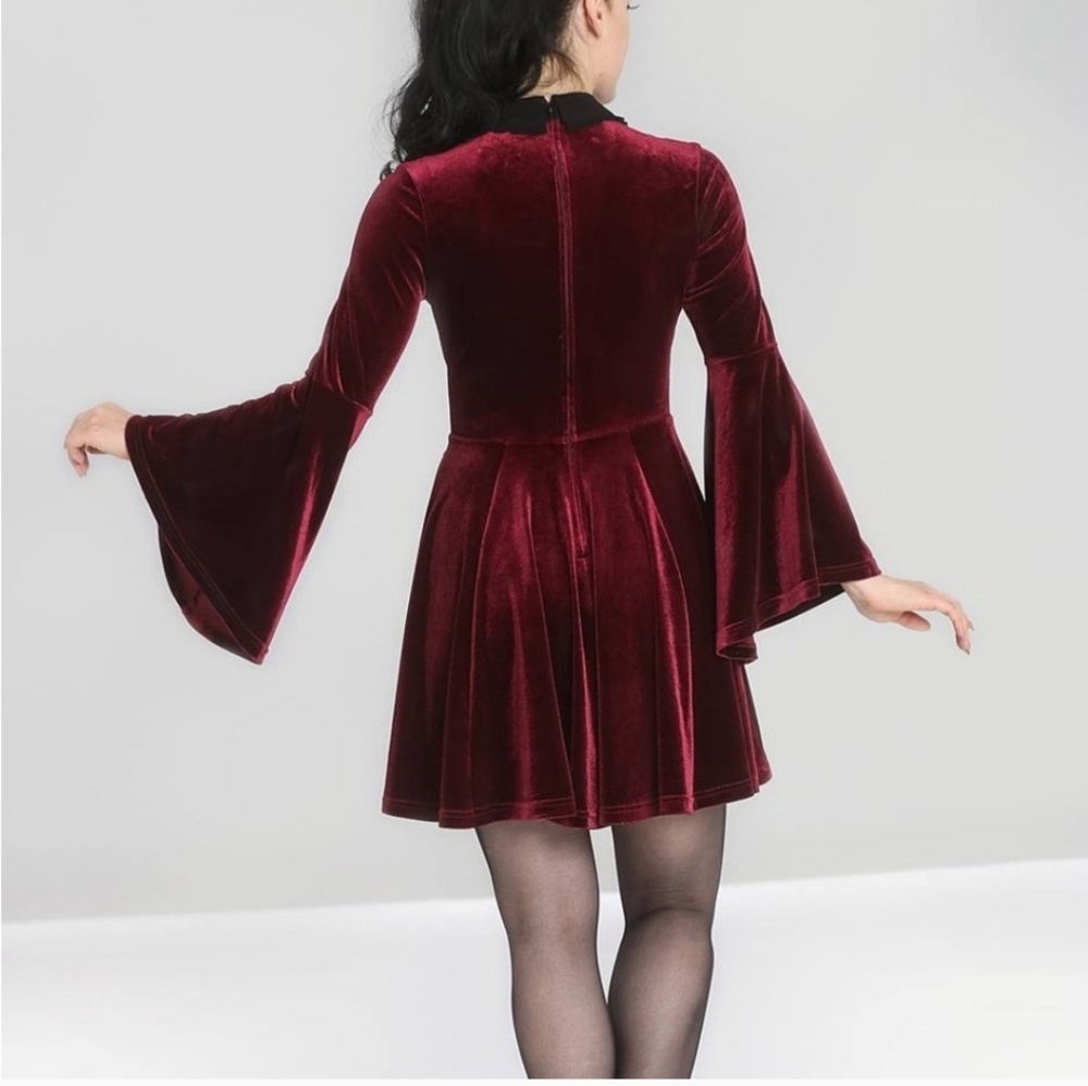 Hell Bunny Velvet Whimsigoth Goth Witchy Prudence Dress Burgundy Size XxL - Picture 2 of 10